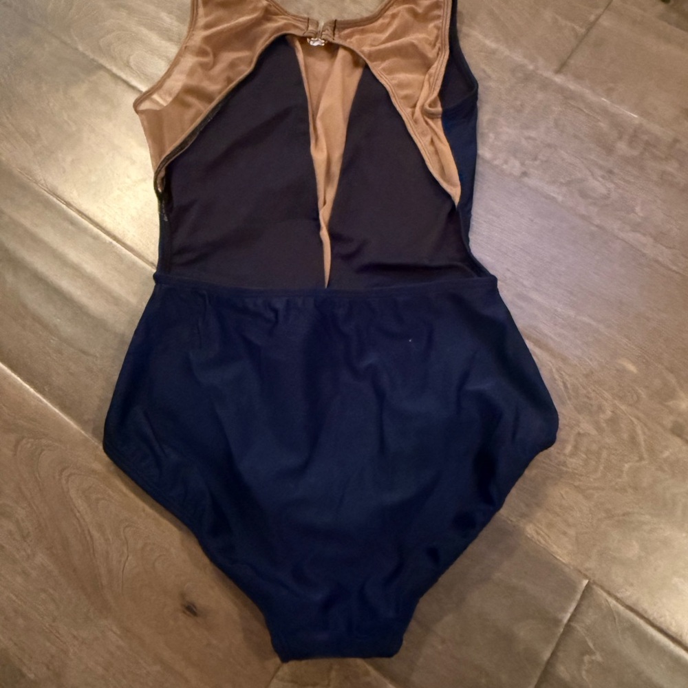 Navy and Tan Swimsuit